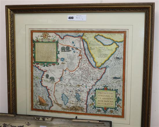 Abraham Ortelius, engraving, Presbiteri Iohannis, Sive Abissinorum Imperii Descripto, 37 x 42cm, repairs